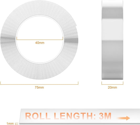 GRIFEMA GA4001-1 Double Sided Tape Heavy Duty, Removable Reusable Multipurpose Tape for Carpet Mats/Photos Frames/Craft Wall Mounting (3m*2cm*1mm)