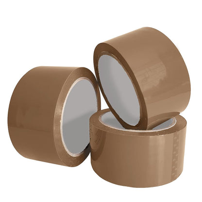 ARVO Brown Packing Tape 3 Rolls with Low Noise (48mm x 60m) - Durable Parcel Tape for Packing Boxes, Secure Packaging for Moving House