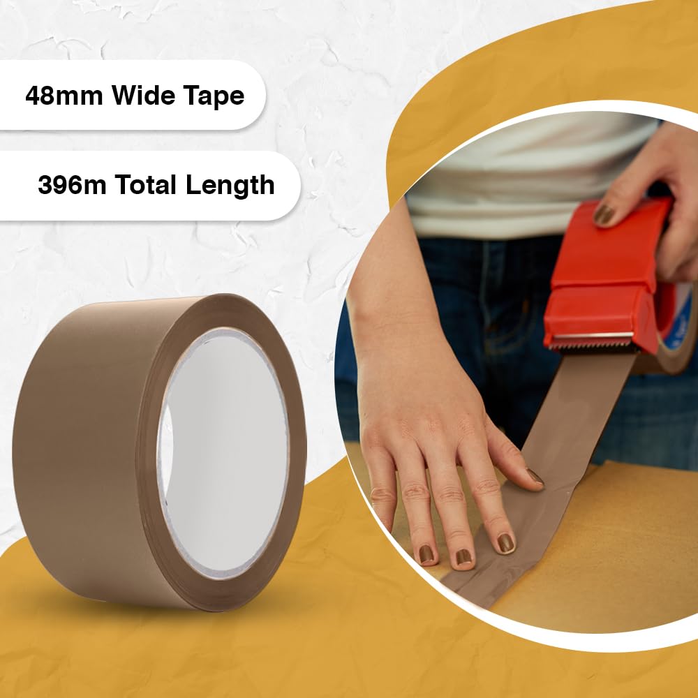 ARVO Brown Packing Tape 3 Rolls with Low Noise (48mm x 60m) - Durable Parcel Tape for Packing Boxes, Secure Packaging for Moving House