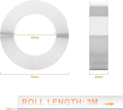 GRIFEMA GA4001-1 Double Sided Tape Heavy Duty, Removable Reusable Multipurpose Tape for Carpet Mats/Photos Frames/Craft Wall Mounting (3m*2cm*1mm)