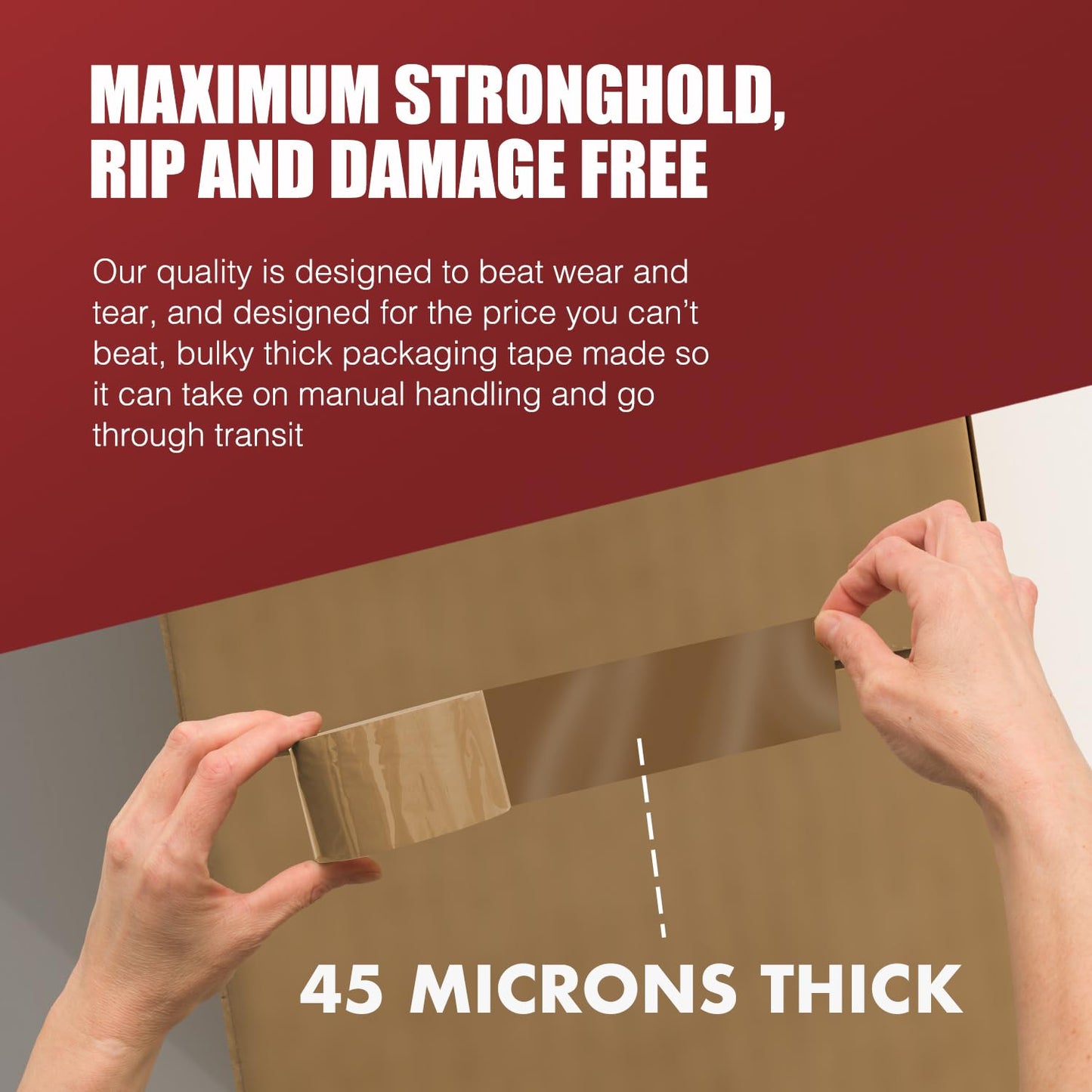 Merrimen Strong Heavy Duty Roll Pack Brown Packaging Tape, Secure Sticky Sealing Tape for Parcel Boxes, Moving Boxes, Large Postal Bags for Long Term Storage, (48MM x 66M) (3 rolls, Brown)