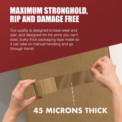 Merrimen Strong Heavy Duty Roll Pack Brown Packaging Tape, Secure Sticky Sealing Tape for Parcel Boxes, Moving Boxes, Large Postal Bags for Long Term Storage, (48MM x 66M) (3 rolls, Brown)