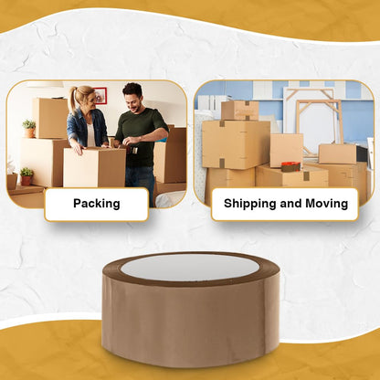 ARVO Brown Packing Tape 3 Rolls with Low Noise (48mm x 60m) - Durable Parcel Tape for Packing Boxes, Secure Packaging for Moving House