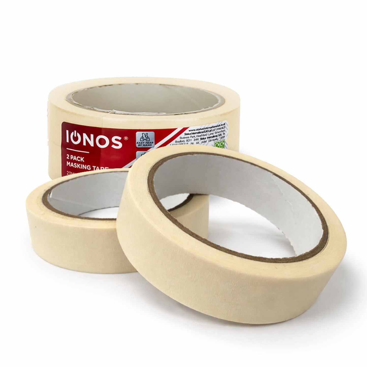 Status IONOS Masking Tape, Pack of 2, 23mm x 20 Metres, Multi-Surface Decorating Tape for DIY and Painting, Clean Removal with Easy Tear Design (IONMT23MM2PKX2)