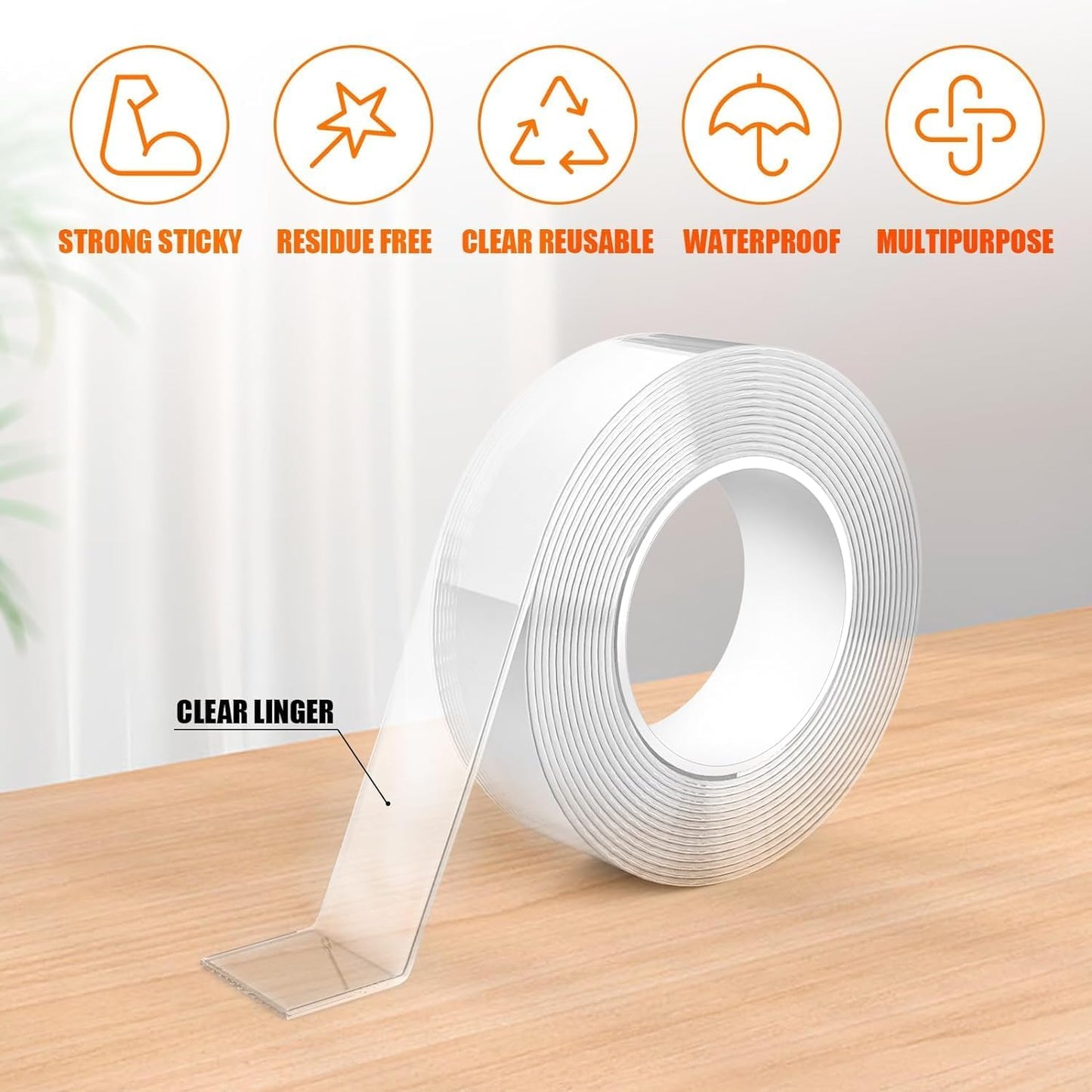 GRIFEMA GA4001-1 Double Sided Tape Heavy Duty, Removable Reusable Multipurpose Tape for Carpet Mats/Photos Frames/Craft Wall Mounting (3m*2cm*1mm)